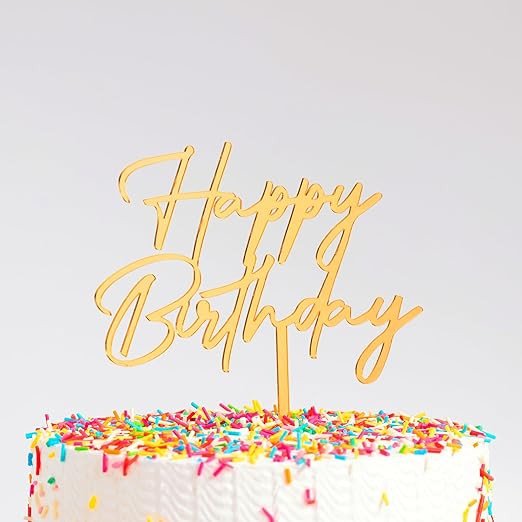 Gold Acrylic Cake Toppers | Engaged Ring Design | for Weddings, Engagements, Anniversaries & Valentine's Day Celebrations | Cupcake Topper | (5.8x4.2) inches