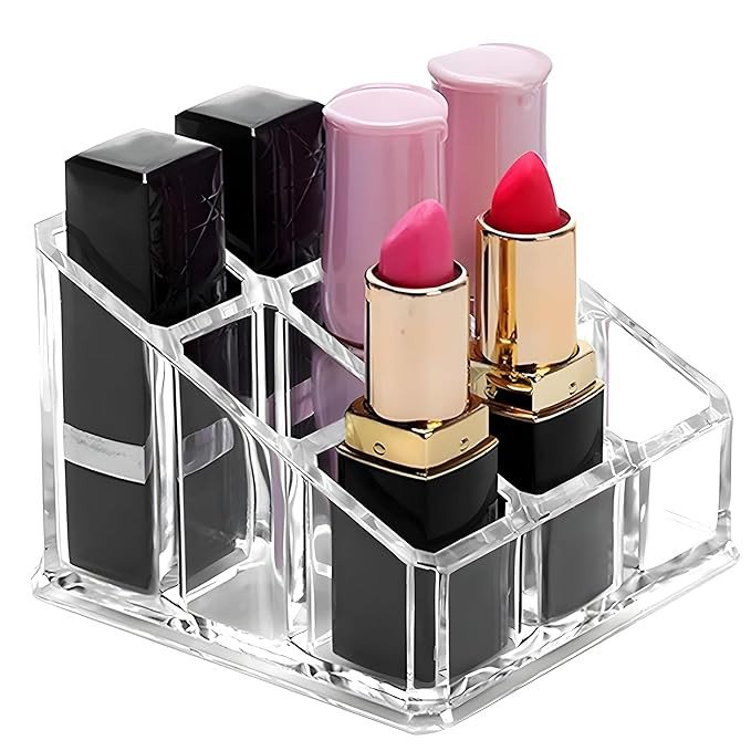 Boniry Clear Cosmetic Storage Lipstick Organizer, Acrylic Makeup Storage Holder Box, Cosmetic Display Case, Small Jewellery Storage Stand and Nail Paint Holder