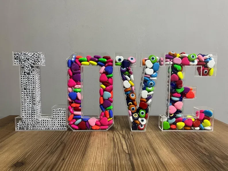 Fillable Acrylic Letters, Clear Acrylic Unfilled Letters,3D Acrylic Letters And Numbers Acrylic Box Business Decore