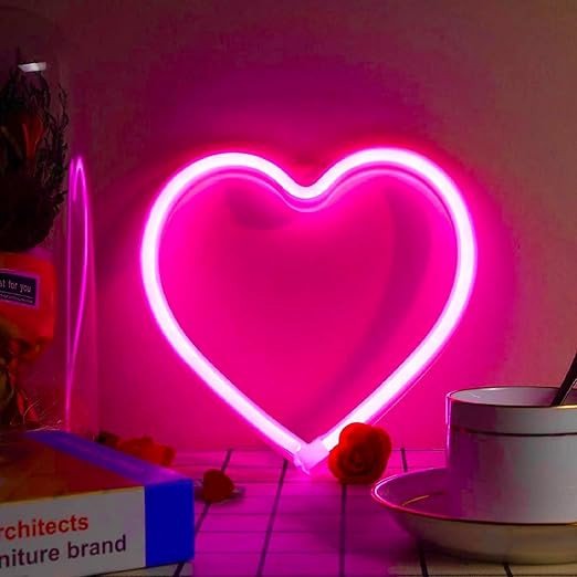 Heart Neon Signs Led Crown Neon Light Large Wall Hanging Lights Art Decor Neon Lights for Bedroom Kid Room Shop Apartment Dorm Birthday Party Wedding