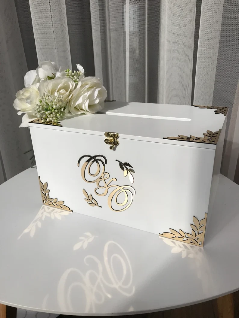 Personalised White Wedding Card Box, Boho Wedding Post Box, Wedding Money Box For customization Direct Contact On Whatsaap Size 11.8X7.8X5.9 Inc