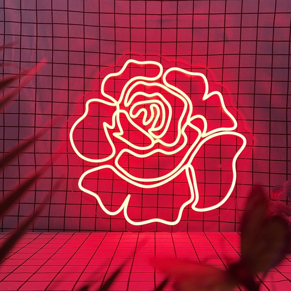 Rose Neon Light, Neon Sign Light Decor, Rose Bedroom Neon Sign, Bedroom Neon Lights, Home Neon Lights, Rose Wall Decoration