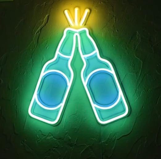 Bar Beer Bottle Neon light Sign for home bar cafe neon sign for wall decor (12 X 12 Inches)