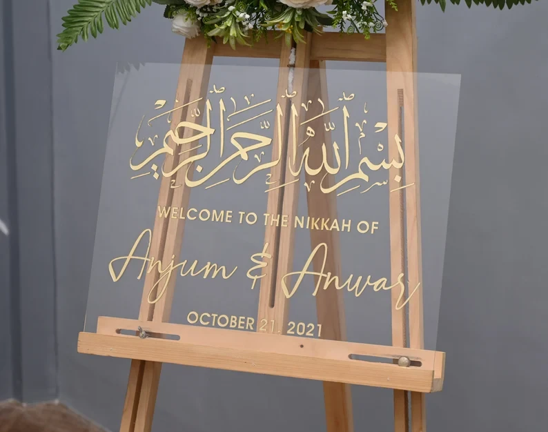Acrylic Wedding Welcome Sign, Personalized Arabic Calligraphy, Nikkah Sign, Engagement Sign, 3D Acrylic Artistrygiftrey For customization Direct Contact On Whatsaap