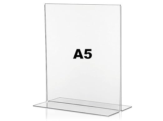 Porpoise Acrylic A5 Sign Board/Menu Display Portrait 1 pieces T Shape | acrylic stand for display (A5, Clear, Pack of 1, 3MM Acrylic Material, T Shape)